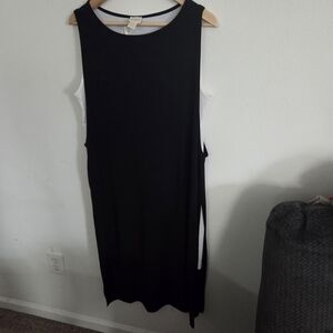 Chico's Black and White Sleeveless Midi Dress Tank Colorblock Slit Size Us 12/14